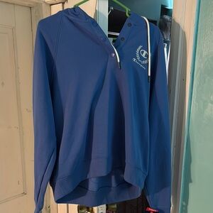 Champion Blue Oversized Polo Collar Sweatshirt